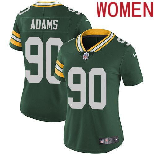 Women Green Bay Packers #90 Montravius Adams Green Nike Vapor Limited NFL Jersey->women nfl jersey->Women Jersey